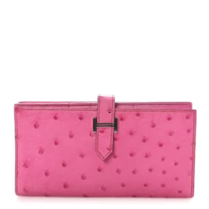 Hermès Ostrich Bearn Wallet Fuchsia - Mirror Quality Replicas