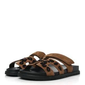 Hermès Tufted Chypre Sandals Leopard - Premium Replica