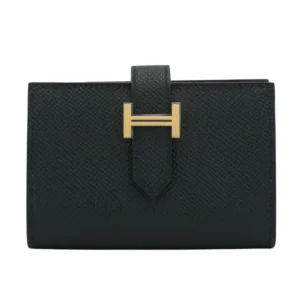 High-End Hermès Inspired - Bearn Compact Wallet Black Epsom Gold