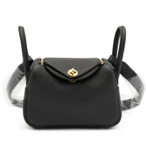 High-End Hermès Inspired Black Mini Lindy II 20 Gold