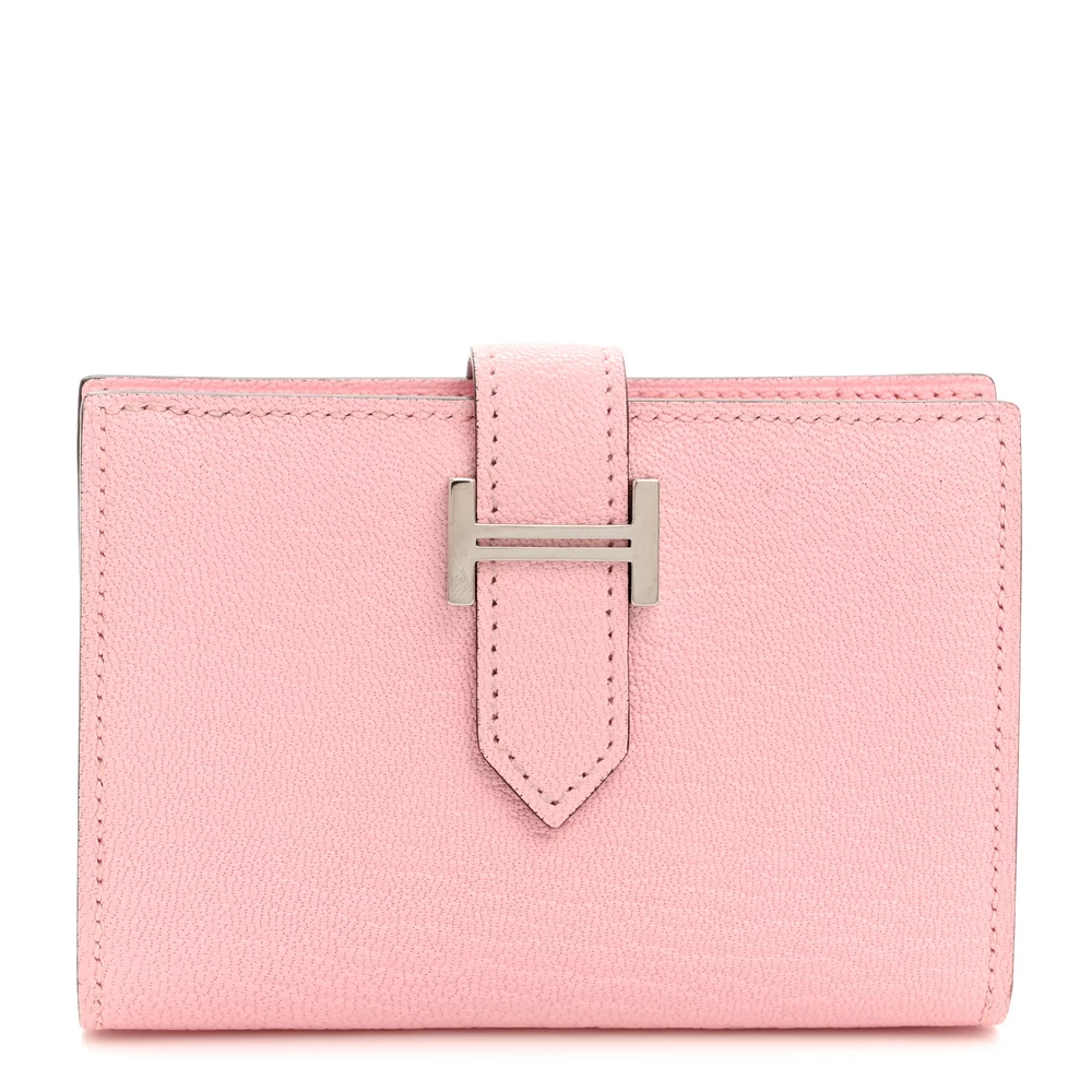 High-End Hermès Inspired – Chevre Mysore Bearn Card Holder Wallet Rose Sakura - Premium Alternative
