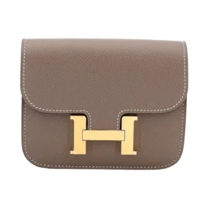 High-End Hermès Inspired - Constance Slim Wallet Etoupe Epsom Gold