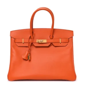 High-End Hermès Inspired Epsom Birkin 35 Orange | Shop Now