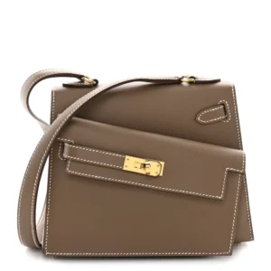 High-End Hermès Inspired Kelly 20 Epsom Sellier Etoupe | TopTierHermes
