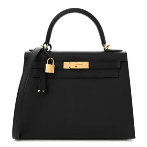 High-End Hermès Inspired Kelly 28 Sellier in Black | Top Tier