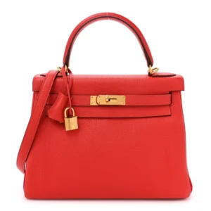 High-End Hermès Inspired Kelly 28 Rouge Casaque | Shop Now