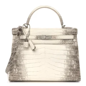 High-End Hermès Inspired Kelly 32 Matte Niloticus Crocodile White