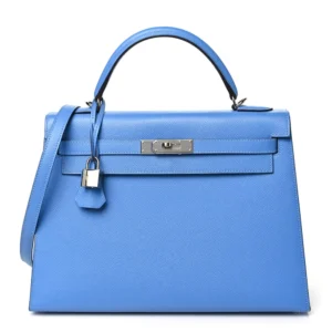 High-End Hermès Inspired Kelly 32 Sellier Bleu Paradis | Top Tier