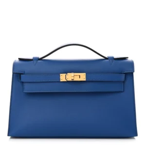 High-End Hermès Inspired Kelly Pochette Clutch | Bleu France