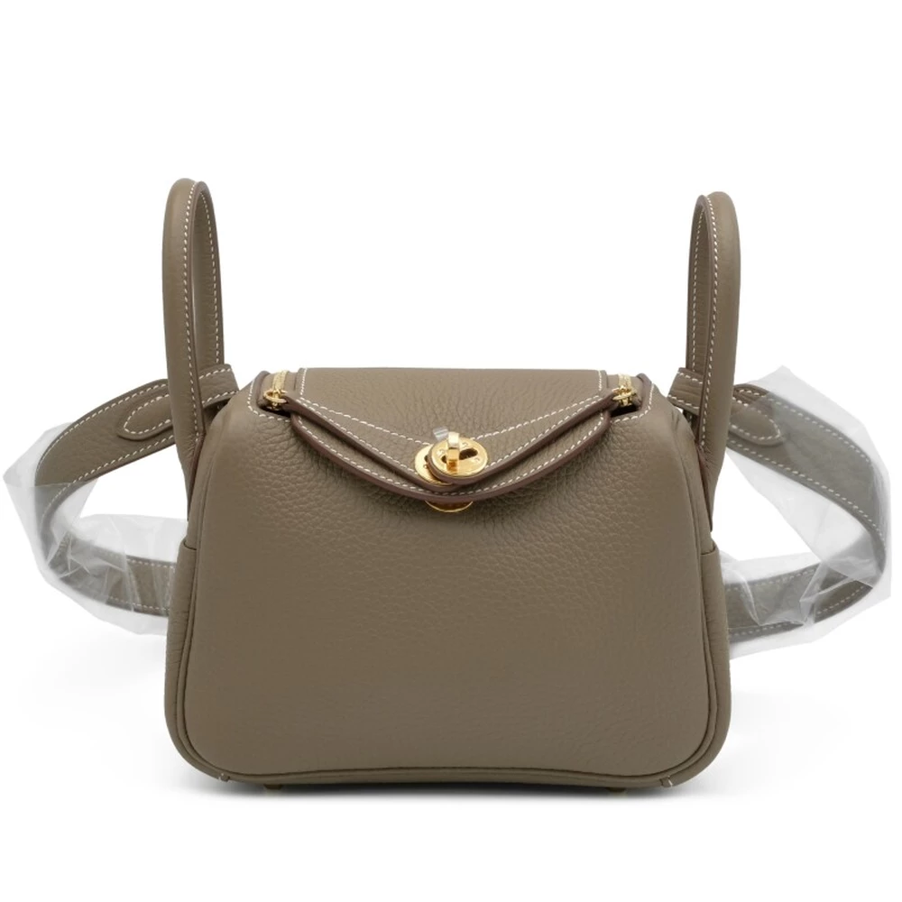 Mirror Quality Hermès Replicas | Étoupe Mini Lindy 20 Gold