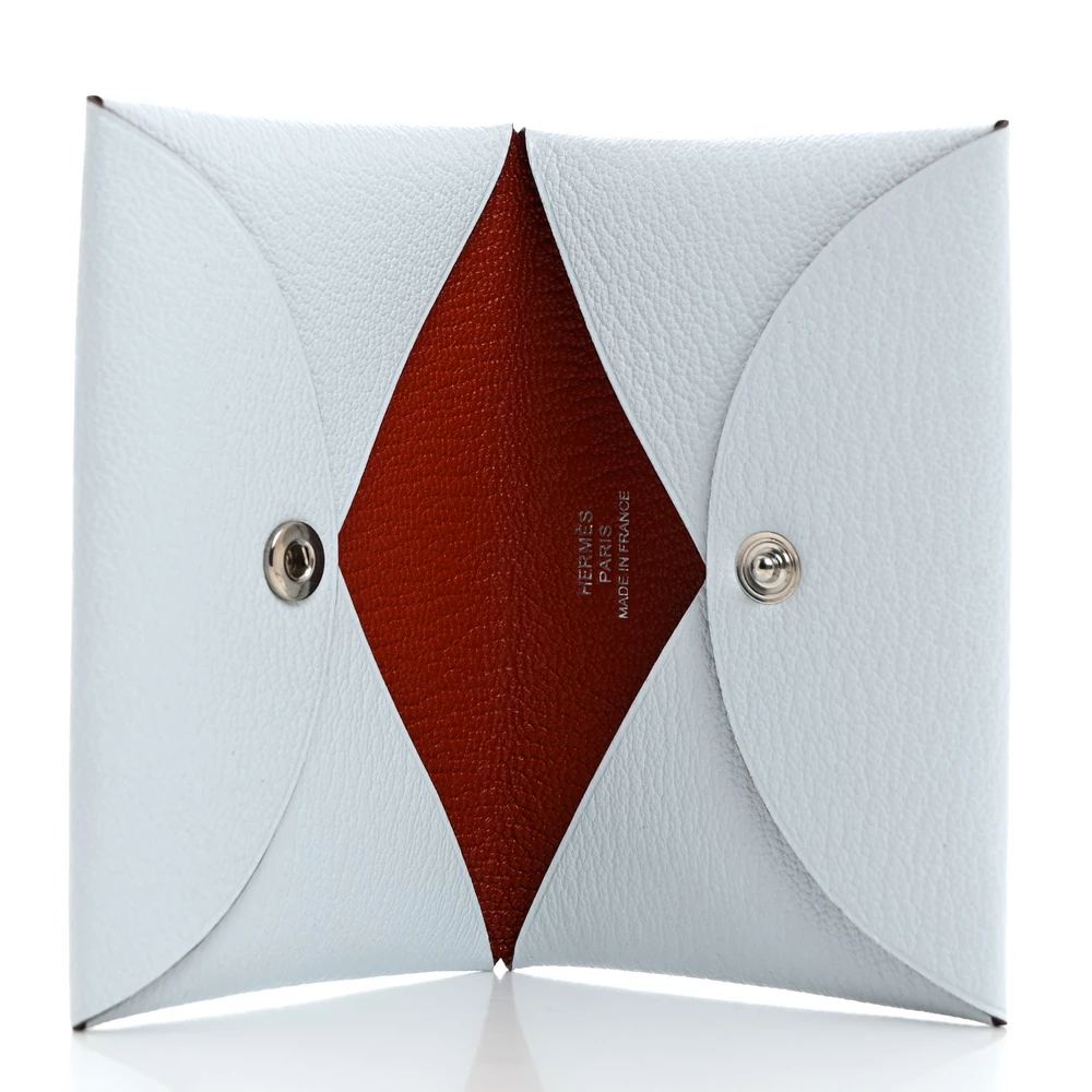 Premium Hermès Replica – Calvi Card Case Bleu Brume Brique - Designer Inspired Luxury Bag