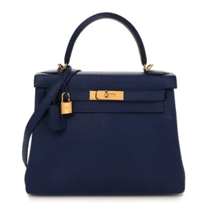 Premium Hermès Replica - Kelly 28 Retourne Togo Bleu Encre