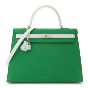 Premium Hermès Replica Kelly 35 | Bambou White Epsom Bag
